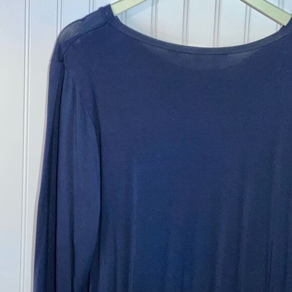 The Royal Standard Twist Front Top Women’s XLarge Blue Long Sleeve Crew Neck - Picture 7 of 11